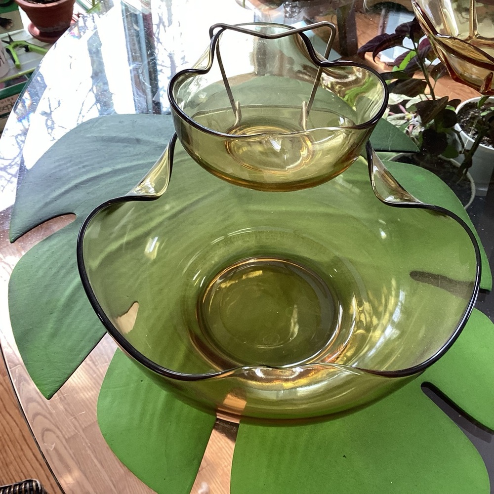 Mid-century Glass Serving Bowl Set - anchor hocking